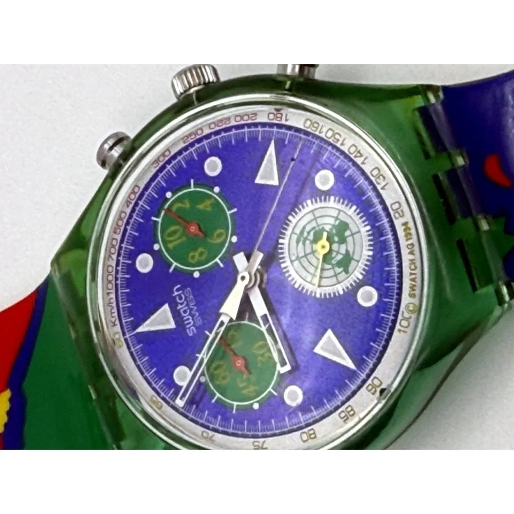 SWATCH WATCH UN UNITED NATIONS CHRONOGRAPH  50 ANNIVERSARY WRISTWATCH SWISS 1990